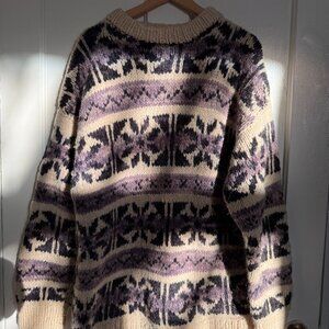 100% Pure Wool Hand-Crafted Sweater - Thick Knit Fisherman Style